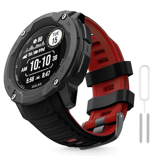 MYSNBKN 26mm Watch Strap for Garmin Instinct 2X/Instinct 2X Solar, Tactical Soft Silicone Replacement Strap with Adapter Tools