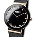 Imagen de BERING 11435-166 Reloj de cuarzo para mujer con caja de acero inoxidable de 35 mm con acabado en oro rosa y esfera negra