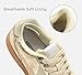 LUCKY STEP Women's Classic Fashion Casual Sneakers Skate Shoes No Slip Lace Up Walking Shoes(10 M US Gold)