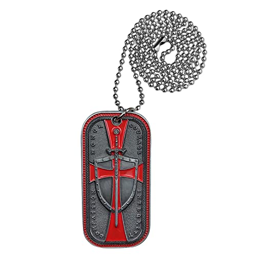 BHealthLife Knights Templar Necklace for Men Christian Dog Tag Pendant Religious Templar Coin Red Cross Christian Gifts for Men Dad Son Brother Boyfriend3