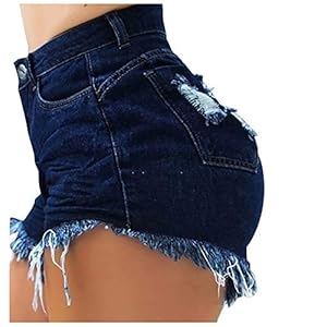 WWricotta Bermuda en Jean Femme – Taille éLastique Jean Boyfriend Femme Pantalon Court Tendance Streetwear Jean Femme Dechiré Jean Mode Pas Cher Cadeau D’éTé
