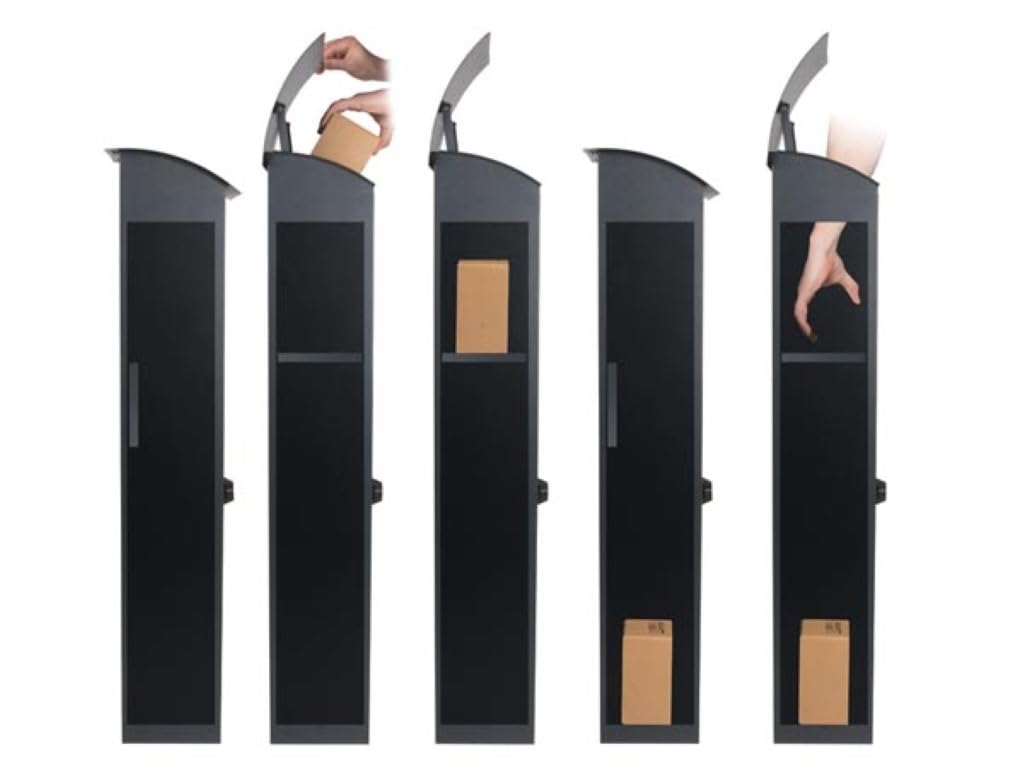 Perel Buzón de Paquete de Helsinki, instalación Gratuita, con Soporte de Nombre, 2 Teclas, Dimensiones (H x W x D) 105.3 x 39 x 24 cm, Negro