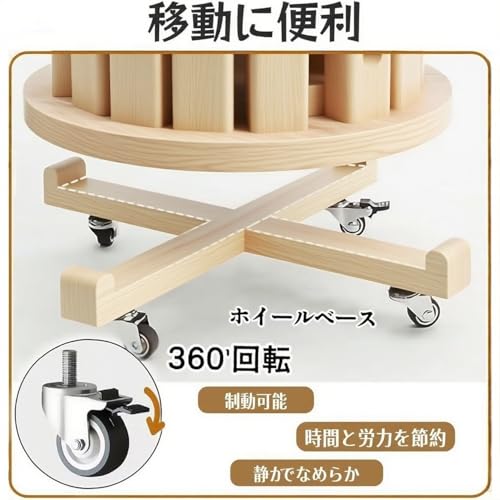 EastEamily スツール 4脚セット スタッキングチェア キャスター付き 直径36cm×高さ54cm 無垢材 4in1 ダイニング チェア サイドテーブル 多機能 重ね収納 食卓 椅子 丸 イス いす おしゃれ 省スペース 玄関 キッチン 台所 リビング 部屋(ナチュラル) [4]