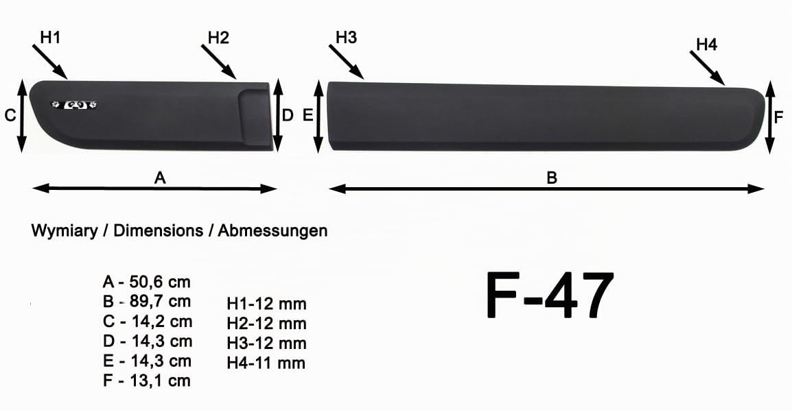 Spangenberg Baguettes de protection latérales noires pour FIAT Panda III type 312/319 3ème génération à partir de l'année de construction 02.2012- F47 (3700047)