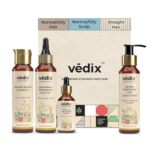 Vedix Customized Ayurvedic Hair Care Kit for Normal – Oily Scalp & Straight Hair | Hair Care Combo