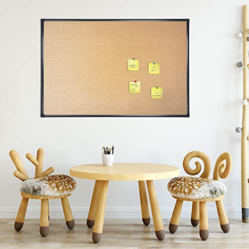 Lockways Linen Cork Linen Bulletin Board, 36 X 24 Inch Framed Linen Fabric Pinboard, Black Aluminum Frame Message Notice Wall Bulletin Cork Board For Home Kitchen Office Decorative #TOP3