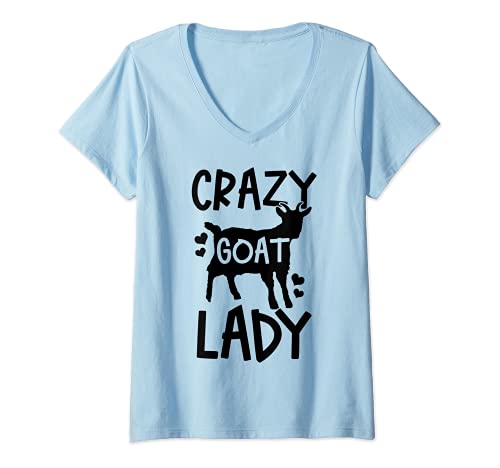 Mujer Crazy Goat Lady Funny Farmer Farm Animal Regalo Camiseta Cuello V