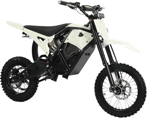 WindoneRide RM7 Electric Dirt Bike for Adults & Teens, 2200W Peak Ebike, 48V 22.4Ah, 36.9 MPH, 45 Miles, 14"/12" Tire Off-Road Electric Motorcycle, Dual Hydraulic Brakes, Fit Age 13+, Arctic White