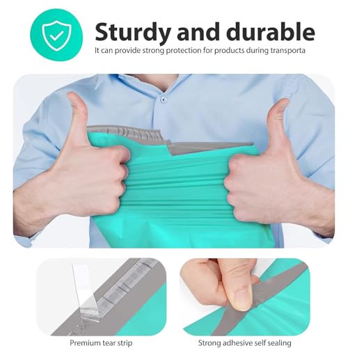 Image of Fuxury Poly Mailers 12x15.5 inch 200pcs,Durable Shipping Bags for Clothing,Teal | Tear-resistant Shipping Envelopes,Self Sealing Mailing Packaging Bag,Waterpoof Polymailers For Business,Boutique & Online
