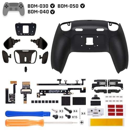 eXtremeRate RISE4 Plus Max RMB Palettes pour ps5 Manette BDM-030 040 050,Coque Arrière avec Boutons Contrôle Gâchette pour ps5 Clicky Trigger Stop,Remap Kit Métal-Noir