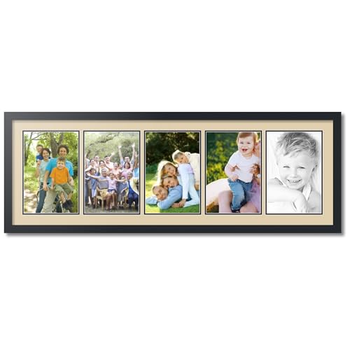 ArtToFrames Collage Photo Frame Double Mat with 5-8x12 Openings and Satin Black Frame