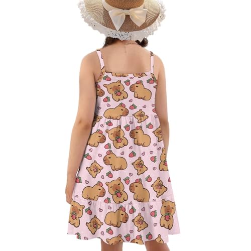 Girls Summer Dress 3-14 Y Kids Casual Spaghetti Strap Tiered Midi Dresses Cute Twirly Skater Party Sundress2