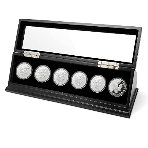 Chez Monett Challenge Coin Display Case 1.5-1.75 Inch 38-44.5 mm Coin Holder 1 Slot (Black, 6 Slots)
