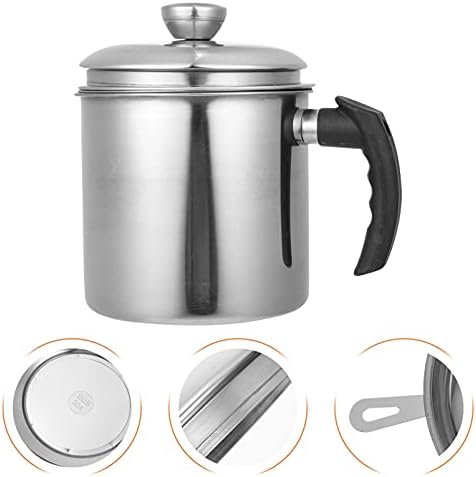 Hemoton 2L Oil Strainer Pot Cooking Oil Filter Can Kitchen Grease Sieve Can Fine Mesh Frying Grease Strainer Pot Container with Handle