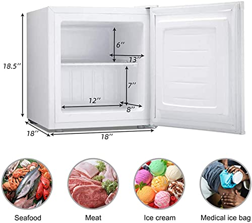 Antarctic Star Compact Chest Upright Freezer Single Door Reversible Stainless Steel Door, Compact Adjustable Removable Shelves For Home Office, 1.1 Cu.white #TOP2