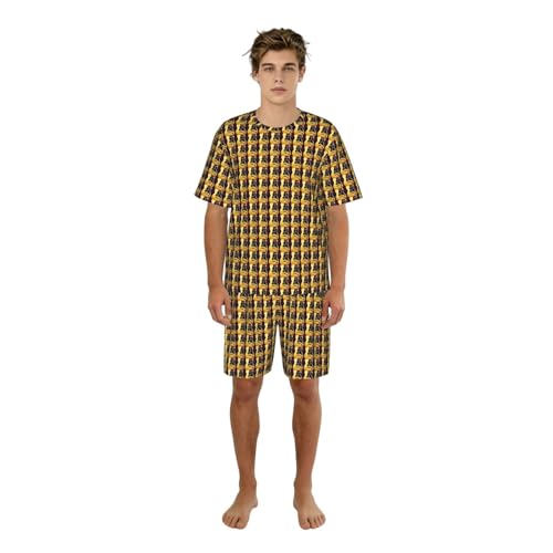 Pyjama à manches courtes pour homme vêtement de nuit été imprimé musique léger