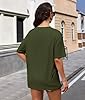 Lonya Women's T-Shirts Round Neck Y2k 90s Oversized T Shirts for Women Ladies Short Sleeve Graphic Print Summer Baggy Plus Size Casual Cotton Tee Tops,Deep Army Green,XXL #2