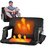 6 Liegepositionen: Der beheizte Stadionsitz kann Muskelkater vermeiden, die durch langes Sitzen verursacht werden. Sie können sich mehr auf Ihr Spiel oder Ihre Leistung konzentrieren. Der beheizte Bleichersitz mit Rückenlehne hat 6 Liegeoptionen, Sie können die bequemste Position wählen, um Ihre glückliche Zeit zu genießen. Mit den Armlehnen nach oben beträgt die Sitzbreite 38,1 cm. Außerdem lassen sich die Armlehnen herunterklappen, sodass Sie einen extra breiten Sitz von 52,1 cm erhalten