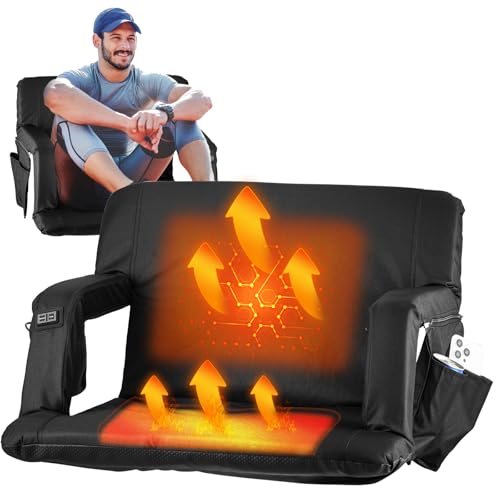 Leanandrio Heated Stadium Seats for Bleachers, Heated Bleacher Seat with Backrest, Folding Stadium Seat Bleacher Chair with Armrests, Portable Stadium Chairs for Outdoor Sport Events