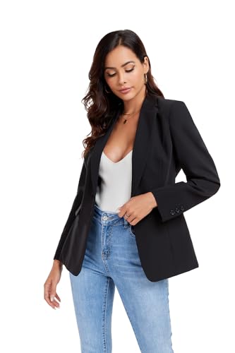 Women's Work Office Blazer One Button Notched Lapel Business Tuxedo Blazer Casual Blazer Jackets Suit Petite3