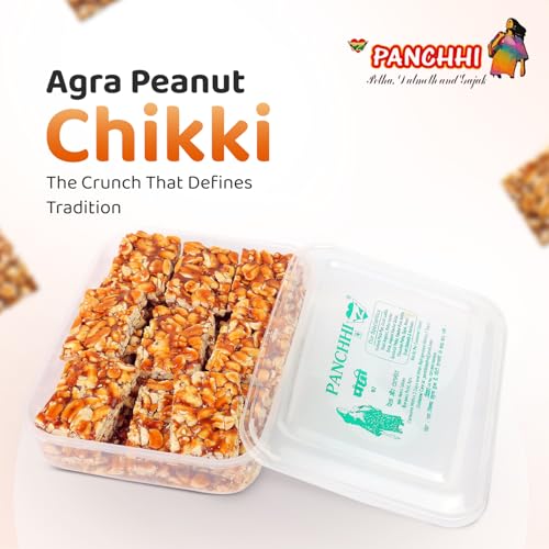 Image of Panchhi Peanut Chikki 500gram - Homemade Traditional Agra Chikki (Since 1926), Made with Sesame Seeds, Sugar & Peanuts |Crispy Tilkut, Healthy Jaggery Sweet for Winter, Festival & Gift
