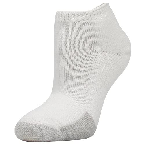 Thorlos Unisex Tennis Maximum Cushion Low Cut Socks 3 Pair Pack, White, Medium, with Helicase sock rings