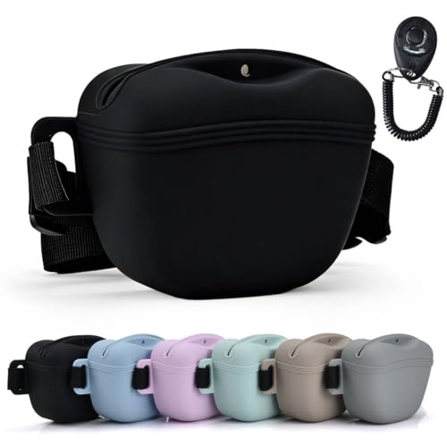 AOKLANT Pet Training Snack Pouch with Clicker 2.0 Upgraded Magnetic Closure, 1.66 Cup Silicone Belt...