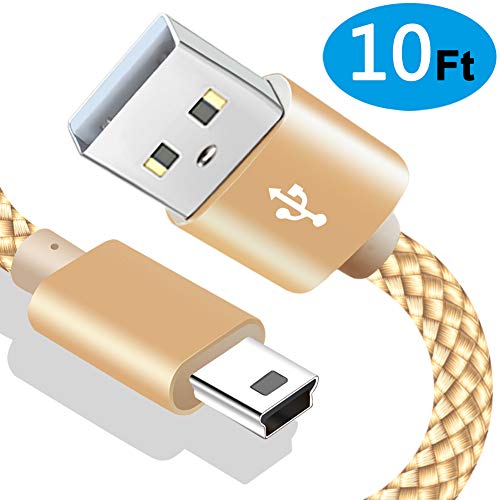 SIOCEN Mini USB 2.0 Cable Braided,Type A to Mini-B Charger Cord for PS3