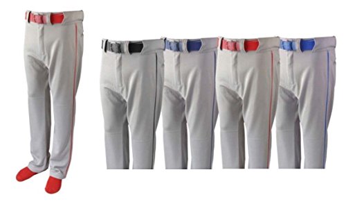 Martin Sports Calça para cinto de beisebol/softball, cinza com detalhes coloridos, Bordado vermelho,