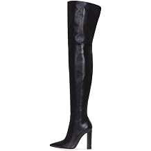 Thigh high boots Womens Chunky heels Over the knee boots Pointed toe side Back zipper brown leopard high heel Knee high pink boots