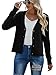 FREEOAK Black Sweaters for Womens Fall Fashion 2024 Long Sleeve Cardigan Open Front Button Down Cardigan Winter Fall Casual Black-M