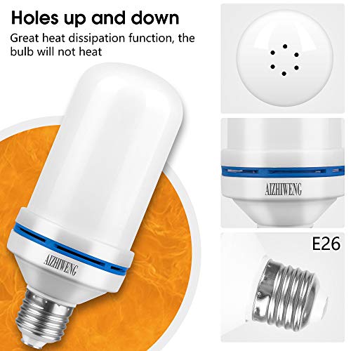 Aizhiweng Flame Light Bulb (2 Pack) | Led Flame Effect Light Bulbs With Upside Inverted Realistic Flickering Faux Flames | 5 Watt 150 Lumens Perfect For Indoor Or Outdoor Lighting | 4 Dimmable Modes #TOP2