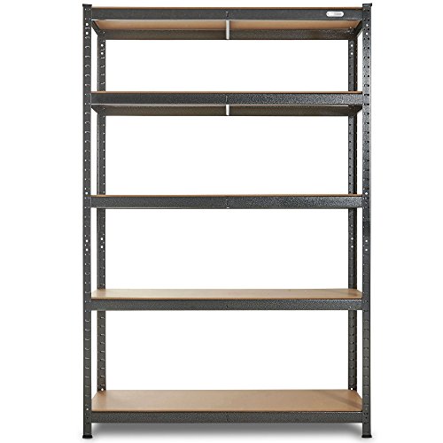 VonHaus Garage Shelving Units - 5-Tier Garage Storage Shelves with 1325KG Capacity - Extra Wide Shelving Units for Storage with Adjustable Layout - Heavy Duty Racking - 180 x 120 x 40 cm