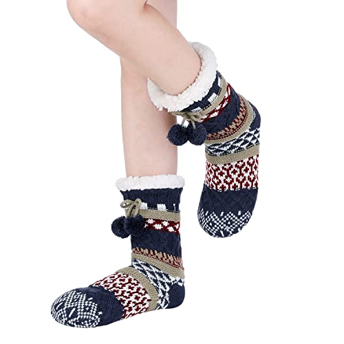 Image of Chassic Sherpa Lined Slipper Socks for Women, Non-Slip Cozy Winter House Socks, Soft Fuzzy Socks, Gifts for Women & Ladies Stocking Stuffers