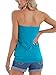 DJT FASHION Women's Tube Tops Strapless Bandeau Tank Strapless Blouse Off The Shoulder Tunic Shirts Summer Casual Aquamarine