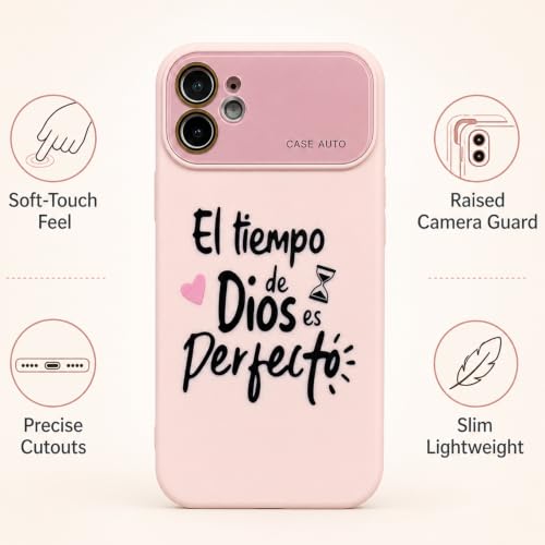 EKELYVIA for iPhone 17 Pro Max Case God's Timing is Perfect Spanish Bible Verse Phone Case, Full Camera Lens Protection, Shockproof Drop Resistant Durable Cover (Pink, iPhone 11) by EKELYVIA - Used condition - Image 5