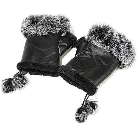 Winter Fingerless Gloves Cute Typing Gloves Fuzzy Furry Leather Mittens Faux Fur Lined Gloves Warm Hands Warmer Gloves Women Cover