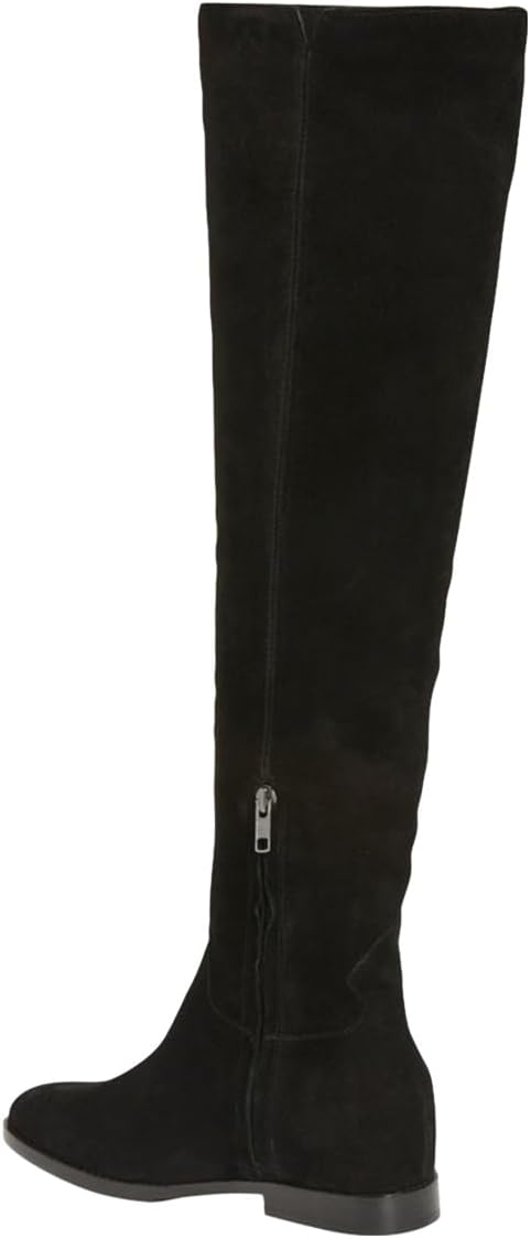 Pazzion Women Almond Toe Knee High Boots Partial Zippers Stretchy Cold Weather Warm Flat Long Boot Dressy Prom Office Shoes Size 4-16 US