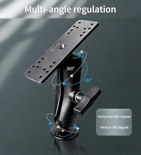 Image of Strg 1.5 inch Ball Mount with 5.9 inch Double Socket Arm, Rectangular Plate and Round Base, Aluminum C Size 1.5 inch Ball Fish Finder Mount for Garmin Lowrance Fish Finder Mounting Tablet Laptop Mounting