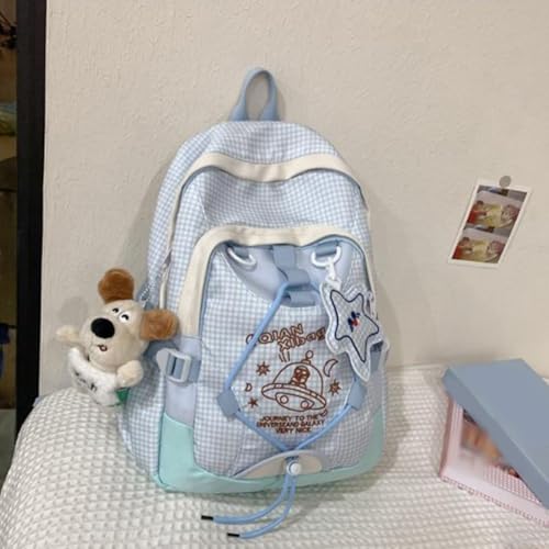 Korean Style College Backpack with Star Pendant for Boys Girl (Light)3