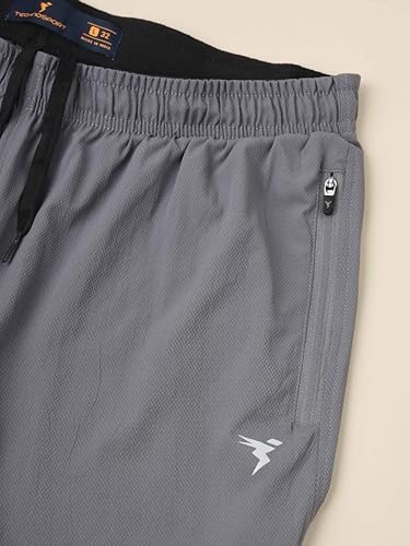 Image of TECHNOSPORT Men's Colorblock Slim Fit Sports Joggers TECHNOLITE Lightweight Active Track Pants Quick Dry Stretch Gym Running Training Fitness Activewear