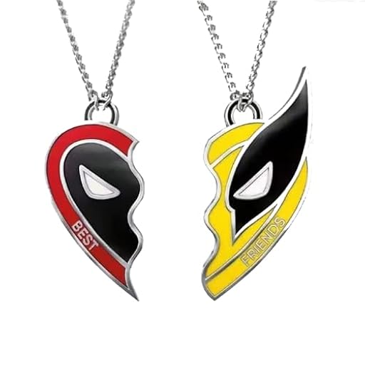 S.F.Pachira 2 collares para mejores amigos, collar de amistad de medio corazón, collares de estilo superhéroe, colgante rojo y amarillo, regalo de joyería para mejores amigos, hombres, mujeres, niños | Ya disponible en tu tienda friki favorita! En mundofriki.es!