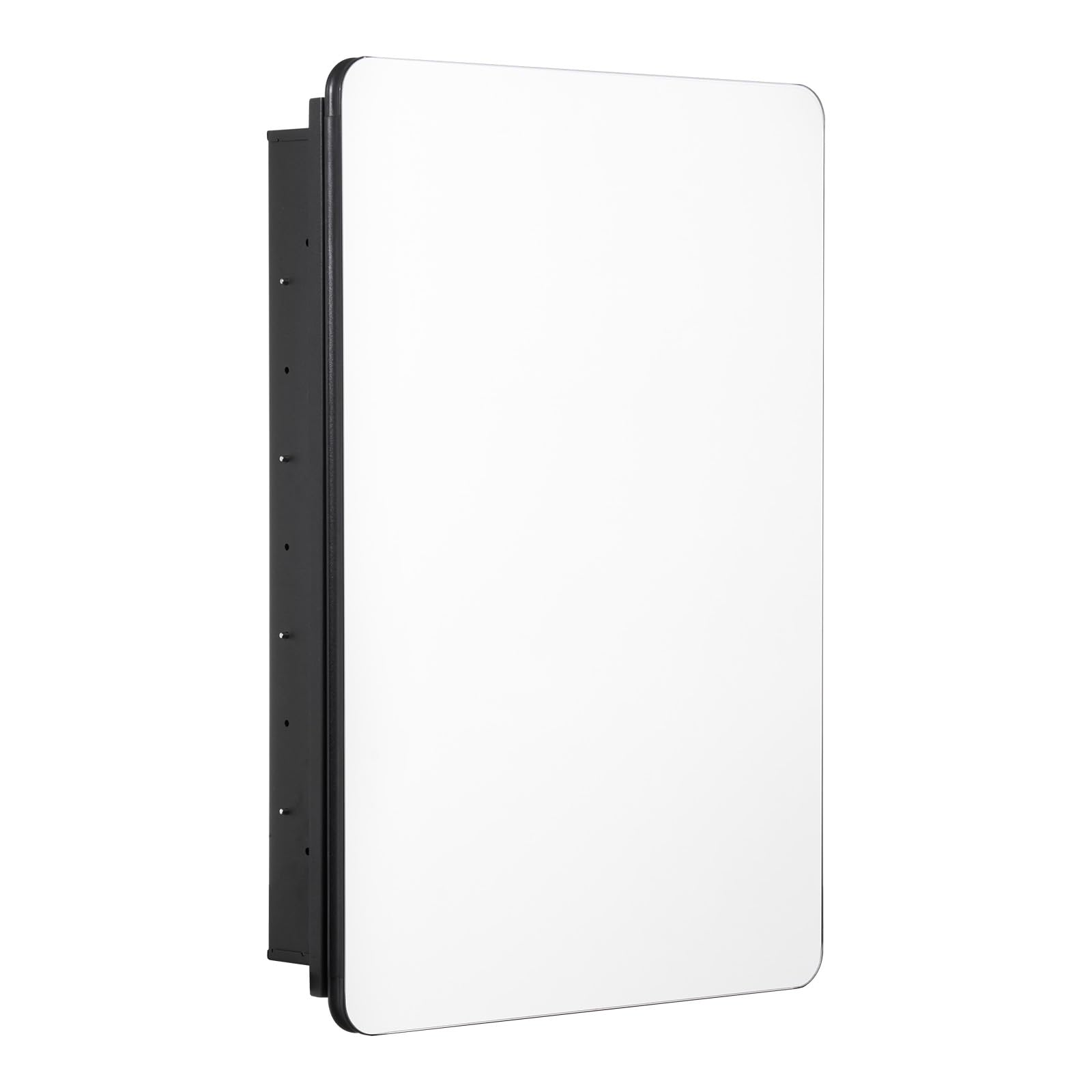 VEVOR Botiquín con Espejo para Baño con Puerta de Espejo y Estantes de Vidrio Ajustables, Instalación Empotrada y Montada en Pared, Aluminio, Organizador de Almacenamiento, 508 x 126 x 762 mm
