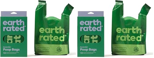 Earth Rated Bolsas para heces de perro, resistentes y a prueba de fugas, con asas fáciles de atar, aroma a lavanda, 120 unidades (Paquete de 2)