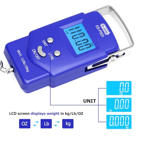 image for Dr.meter Fish scale, Backlit LCD Display 110lb/50kg PS01 Fishing Scale