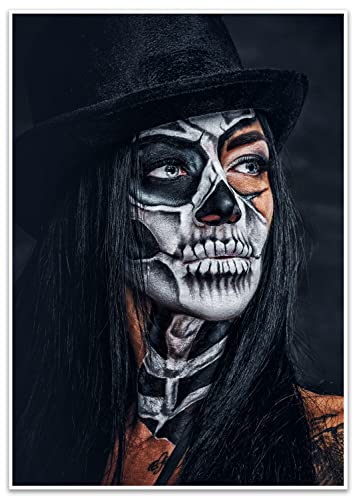 wandmotiv24 Poster als Wanddeko, Größe Din A3, Model mit Totenkopf Makeup, Schminke, Hut, Frau, Moderne Wanddeko, Wandbilder, Deko, Bild M0063 wandmotiv24 Poster als Wanddeko, Größe Din A3, Model mit Totenkopf Makeup, Schminke, Hut, Frau, Moderne Wanddeko, Wandbilder, Deko, Bild M0063