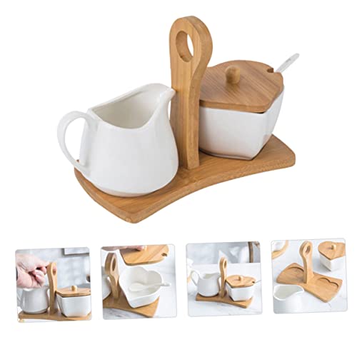 Ensemble sucrier et pot à lait SOIMISS en céramique blanche avec plateau - 7