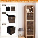 4 Pack Durable Storage Cube Bins with Wood Grain,Thickened Fabric Box,Storage Baskets for Open Shelf,Bookcase,Closet,Storeroom,Bedroom,Living Room,Nursery,Office,Dorm, 10.2x10.2x11in (Small) - Image 4