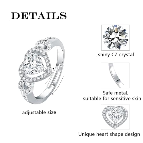 Moissanite Adjustable Engagement Ring, Promise Eternity Ring for Women,Wedding Rings,Jewelry Gift,Friendship Promise Fashion Jewelry Valentine Gifts for Women4