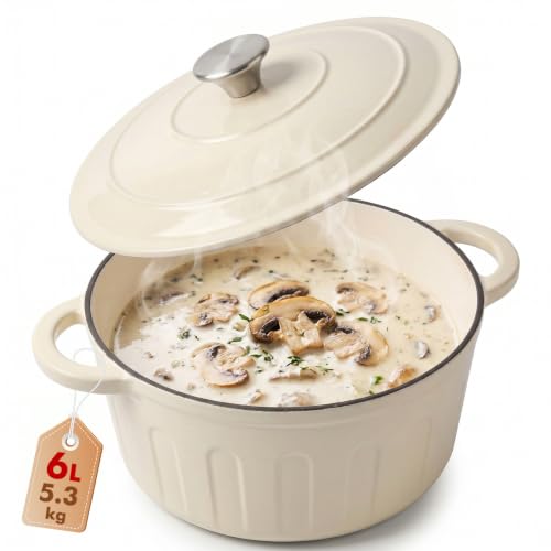 LZDMY Gusseisen Topf Brot Backen 6 Liter 26 CM, Backofenfest bis 300°C